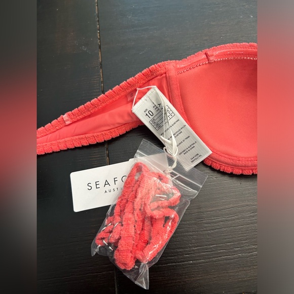 Seafolly Women's Underwire Bustier Bralette Bikini Top Swimsuit Size 6 Coral - Picture 6 of 6